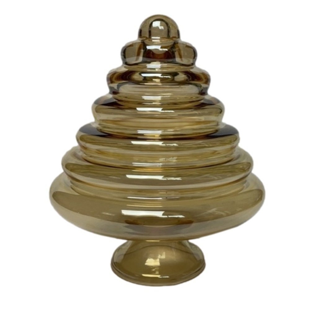 Bombay Made in Poland Art Glass Iridescent Christmas Tree Ribbed Design